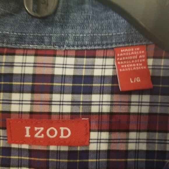 IZOD red plaid button down shirt men's large - Picture 5 of 5